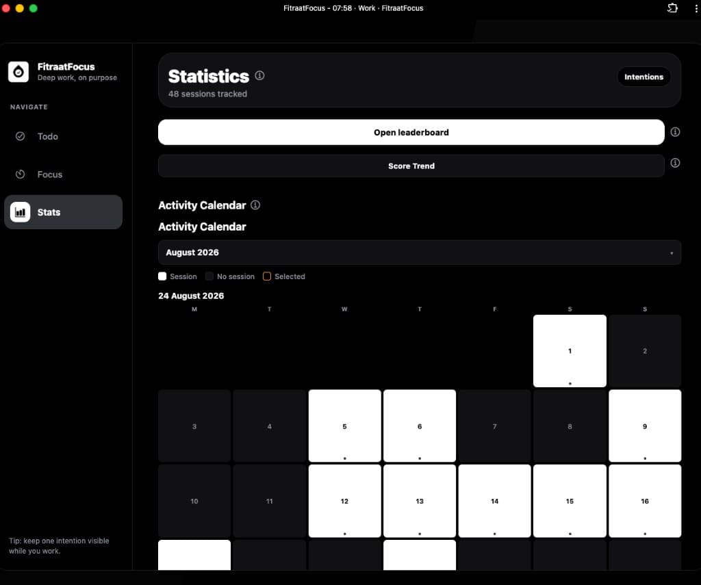 Fitraat Focus - Deep Work System screenshot 3